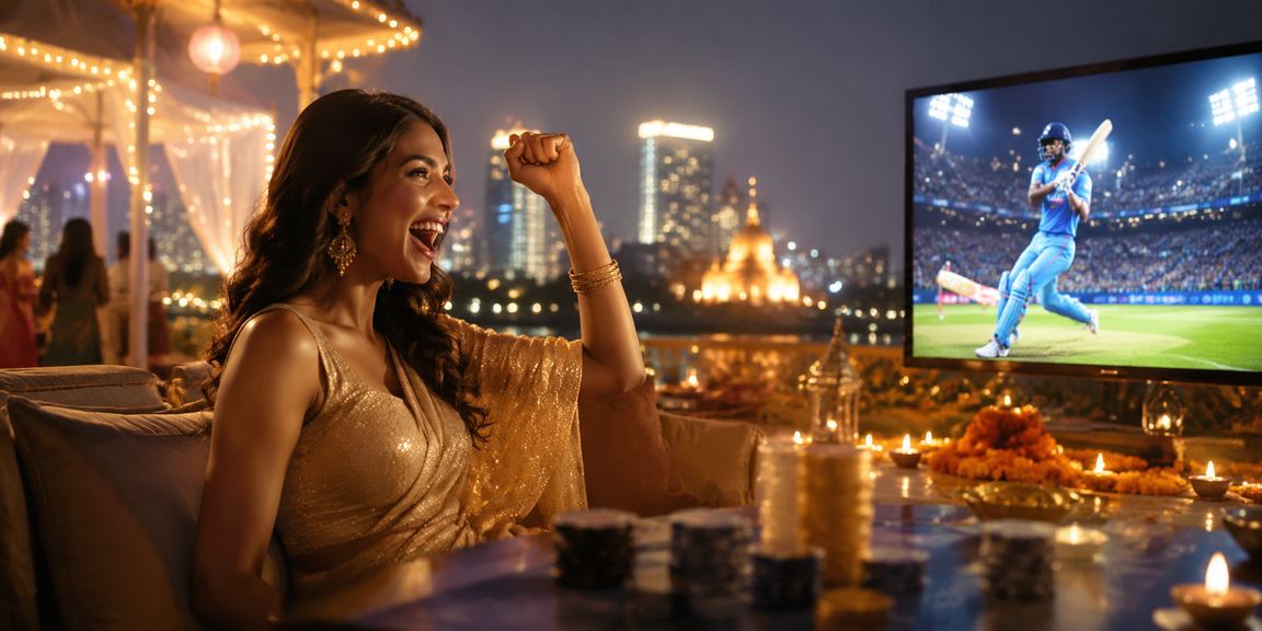 Diwali festival celebration with cricket betting in India